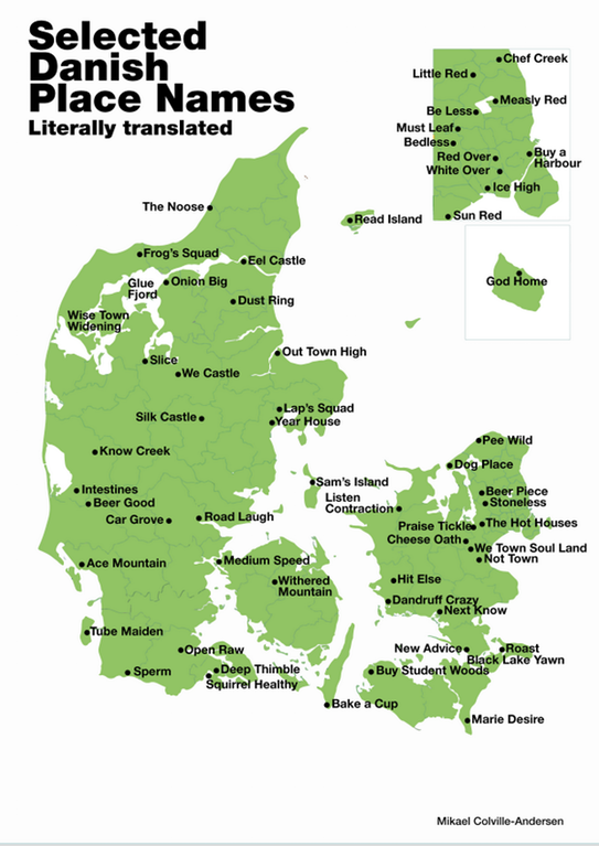 Funny Literal Place Names in Denmark: A Unique Map Funny Literal Place Names in Denmark: A Unique Map